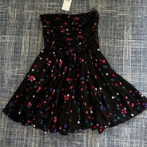 Halston Heritage strapless silk confetti dress new w tags